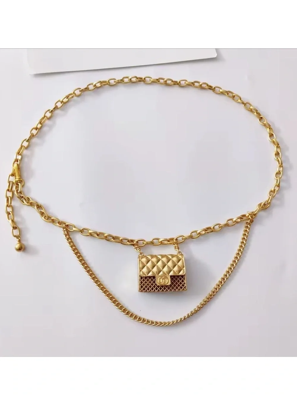 Tassel Gold Chain Belt with Mini Bag Trendy!